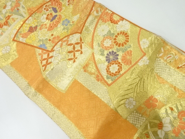 JAPANESE FUKURO OBI / SAGANISHIKI / WOVEN FLORAL PLANTS